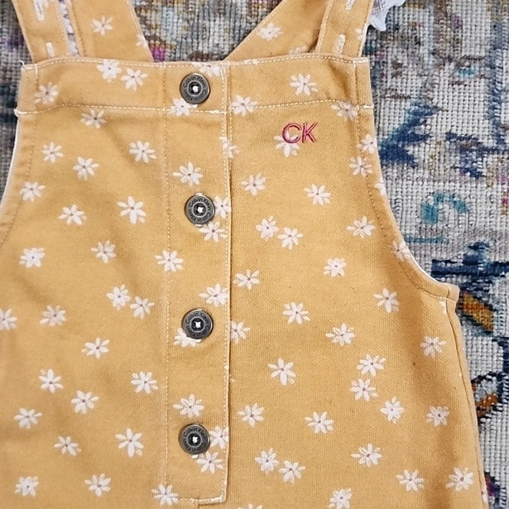 Calvin Klein Girl's Yellow Floral Ruffle Sun Dress, size 5